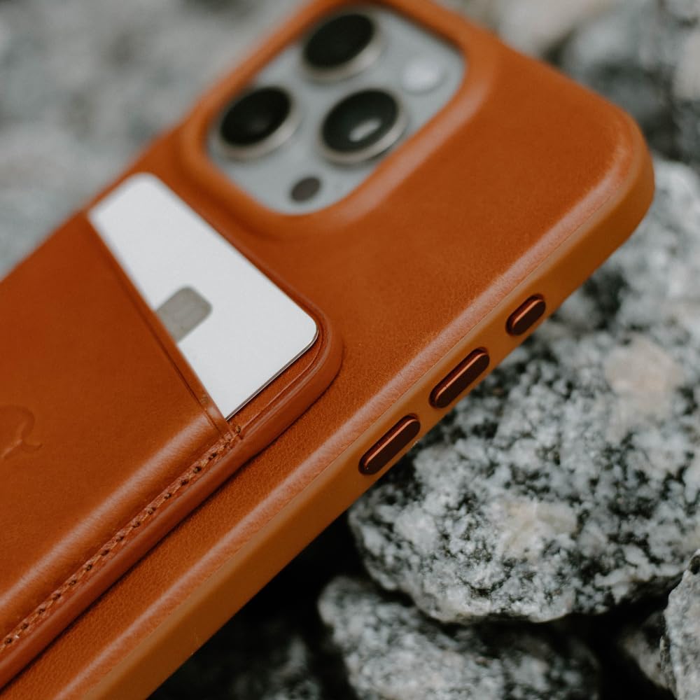 Sienna Leather Phone Case with TPU Rim for iPhone 15 Pro Max Q6082