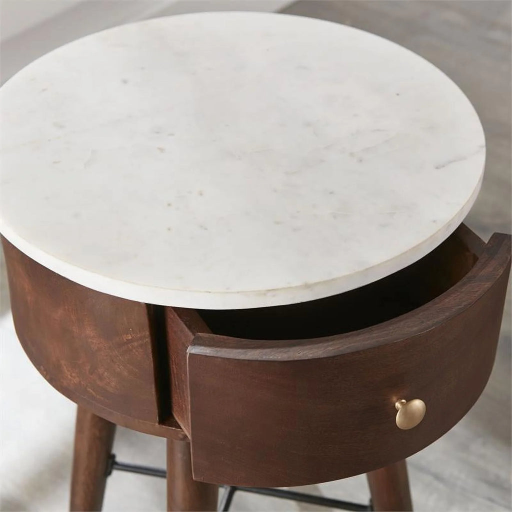 Round Marble Top End Table Set of 2 M663