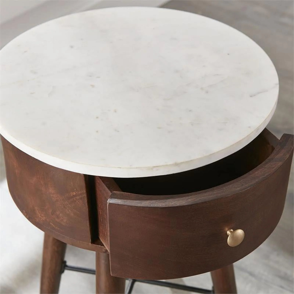 Round Marble Top End Table Set of 2 M663