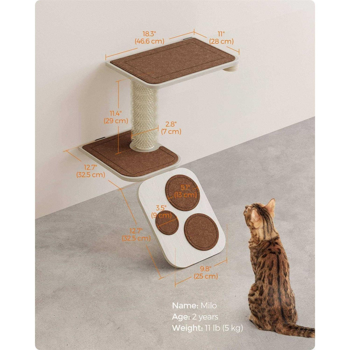 Wall-Mounted Cat Ladder with Shelves K638
