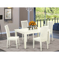5 Piece Dinette Set with Dining Table and 4 Solid Wood Seat Chairs Linen White N79451