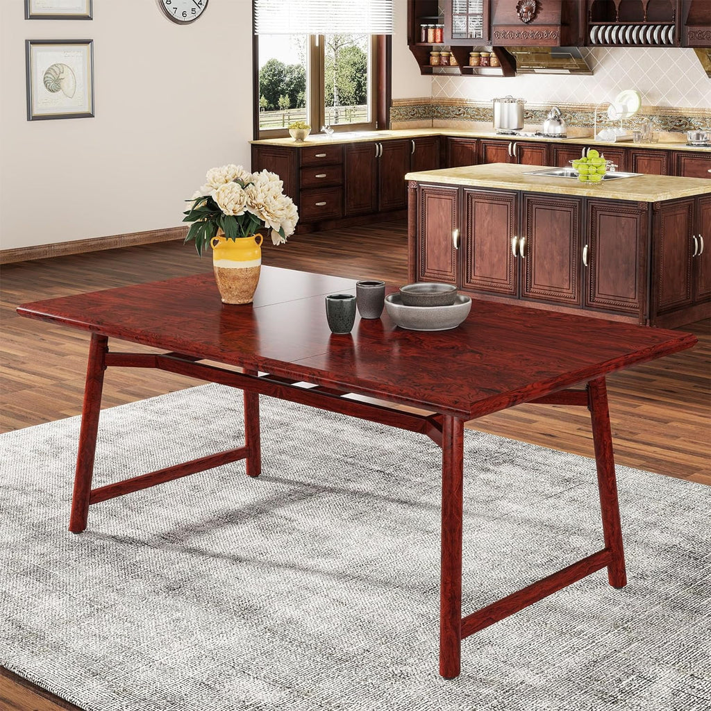 63" Rectangular Wood Dining Table with Metal Legs E8499