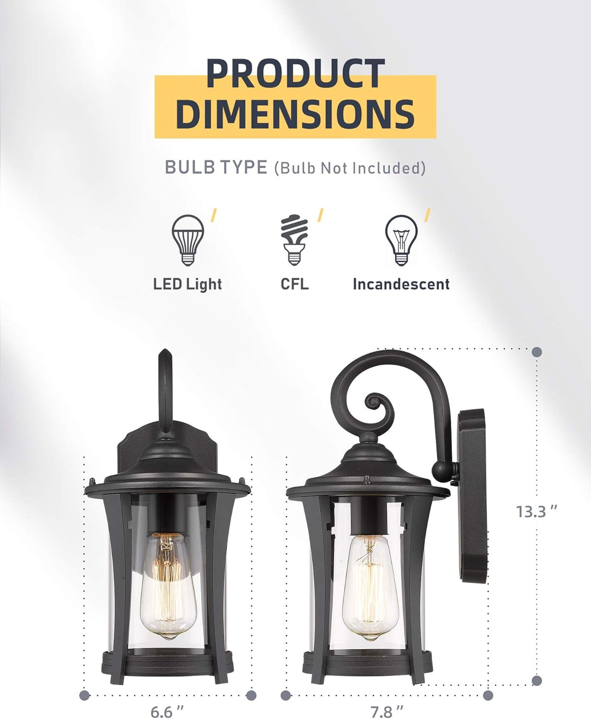 Matte Black Cast Aluminum Outdoor Wall Lantern Light 2 Pack I906484