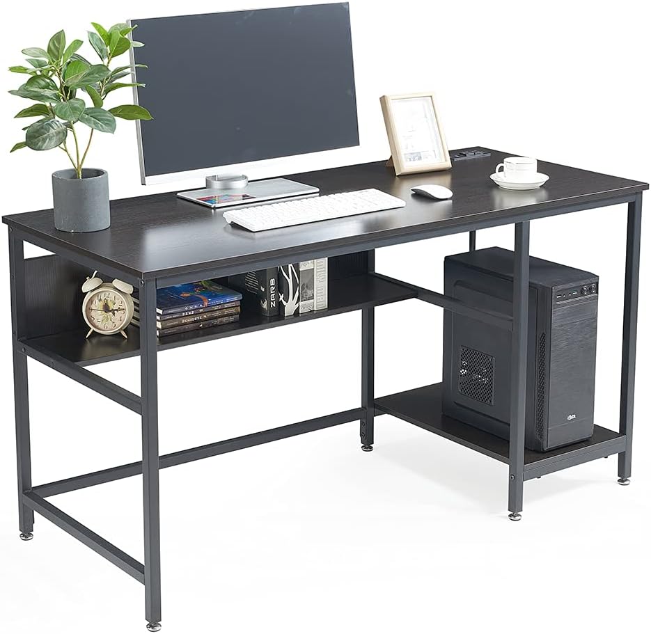 Black 47 Inch Computer Desk with Storage Shelves X523