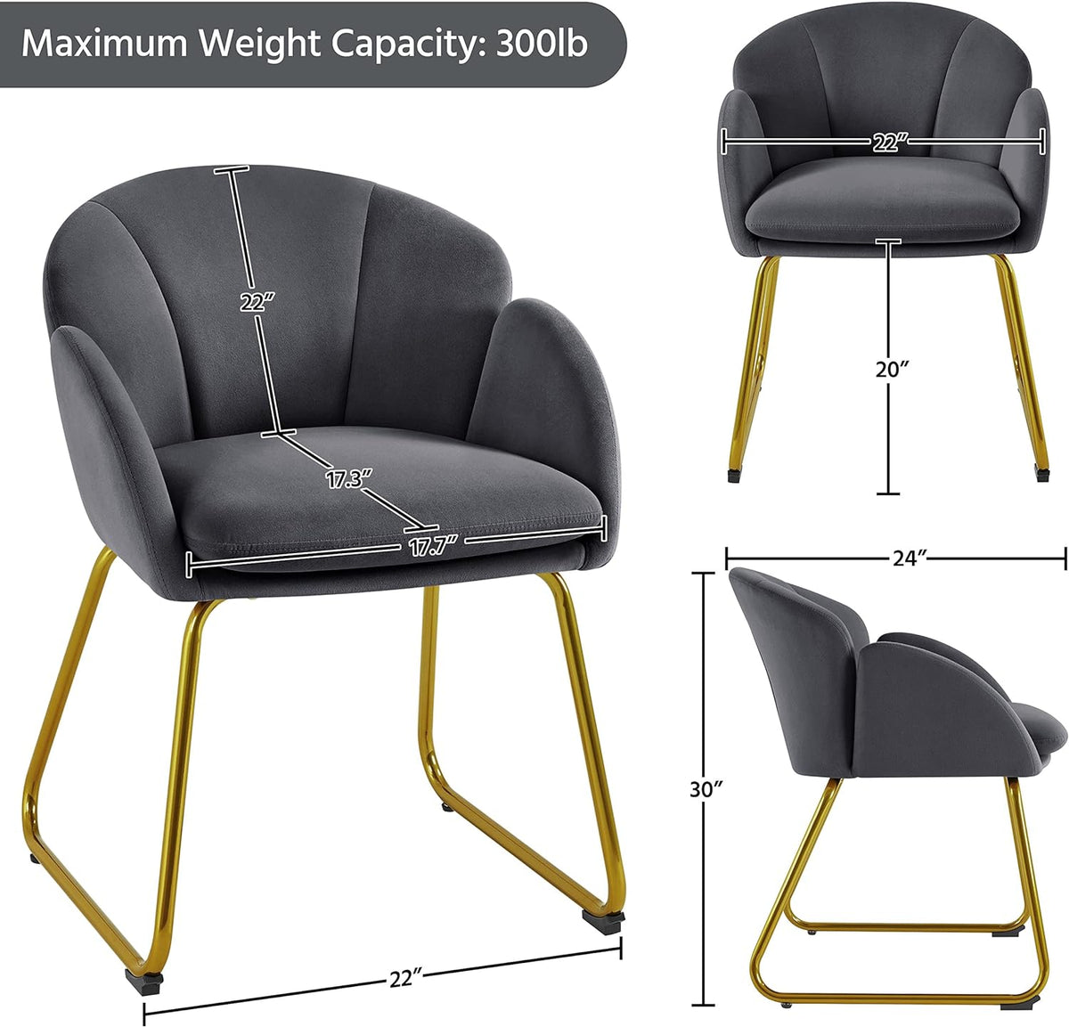 Dark Gray Velvet Barrel Accent Chair, Set Of 2 F21872