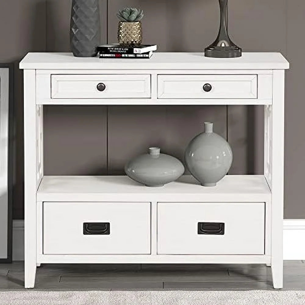 Green Wood Console Table with Drawers and Shelves L549248