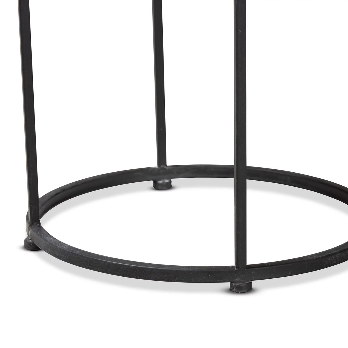 Multi-Colored Glass and Black Metal Outdoor Side Table I26320