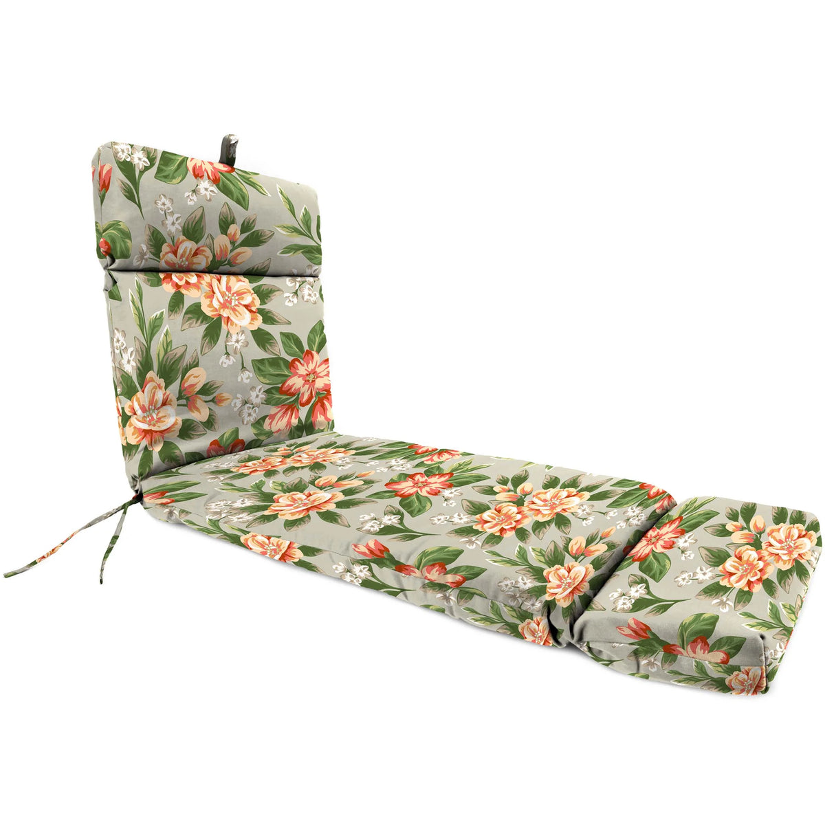 Grey Floral Rectangular Outdoor Chaise Lounge Cushion W16694