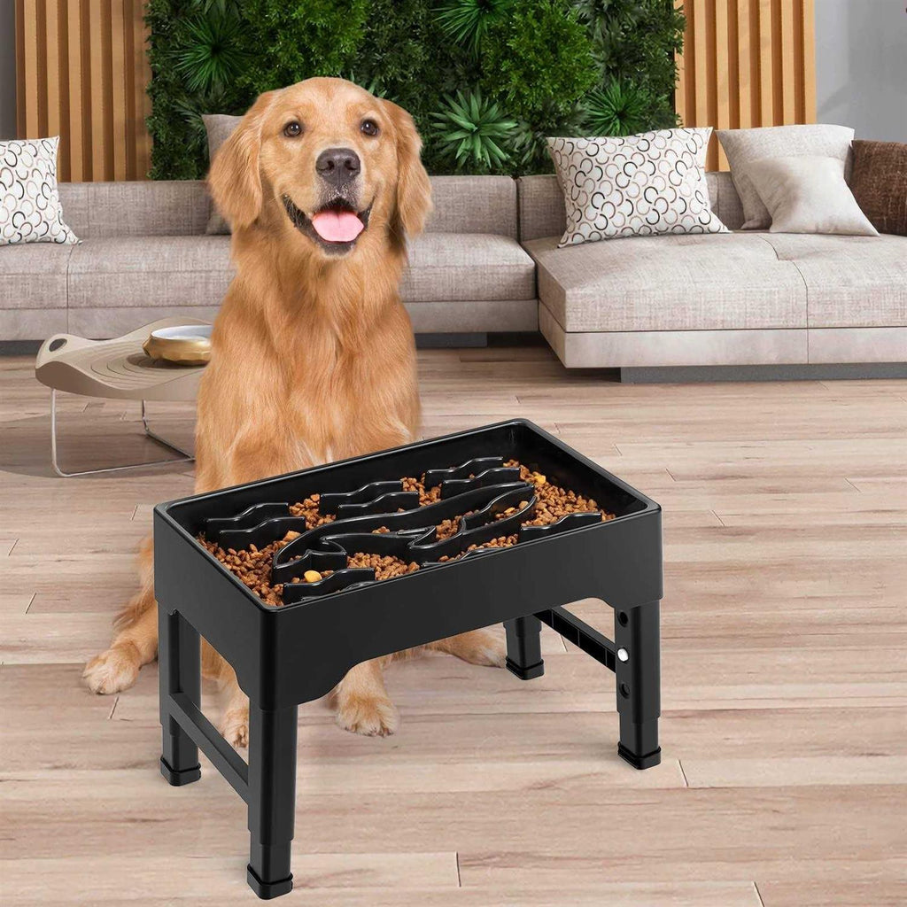 9 Cups Raised Slow Feeder Dog Bowls with 4 Adjustable Heights C65073