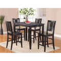 5 Pc Counter Height Table & 4 Stools with Wood Seat in Black Finish C886971