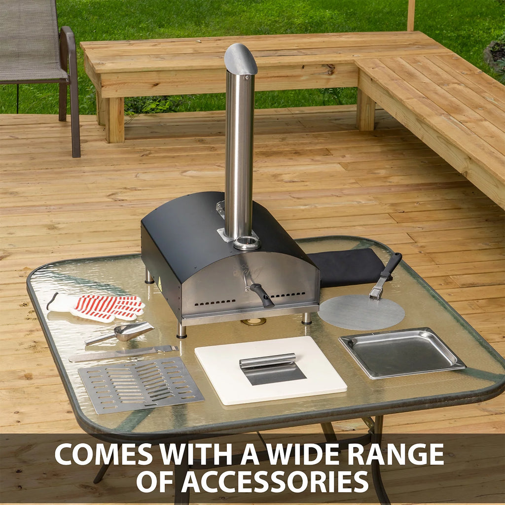 Portable Stainless Steel Outdoor Pizza Oven with 13 Pizza Stone (Black) T216740