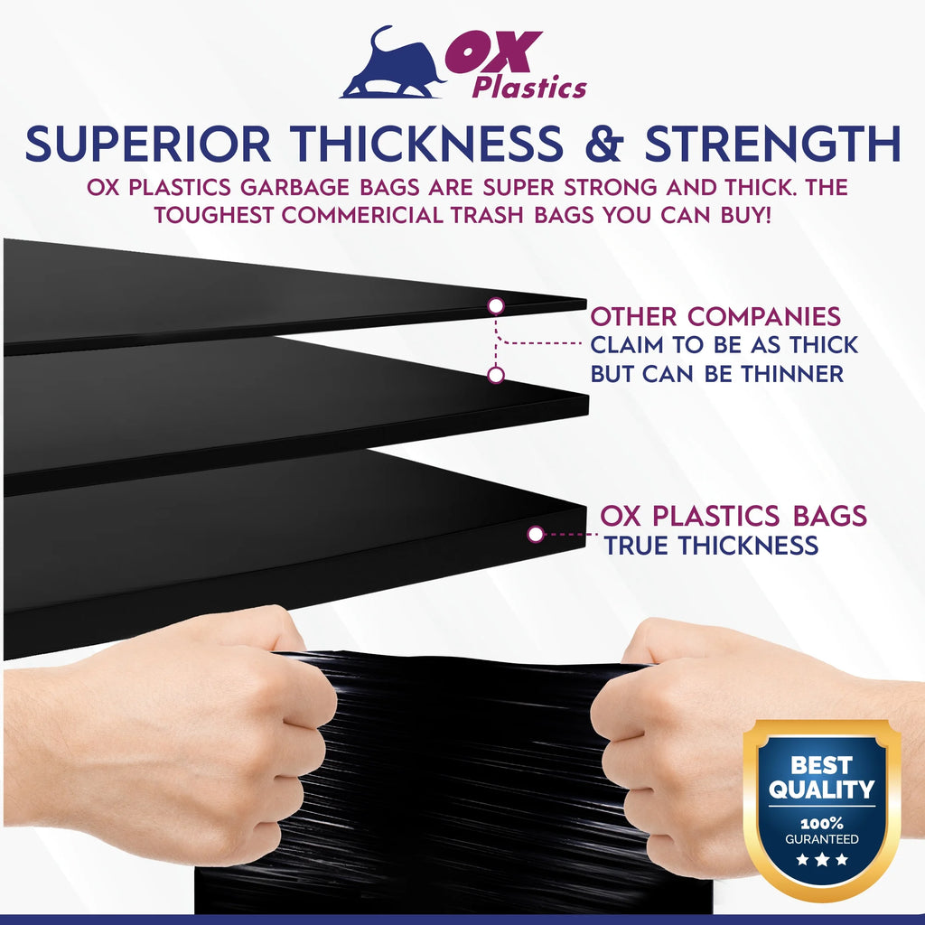 Black 55 Gallon 2 MIL Contractor Heavy Duty Trash Can Liner Bags, 100 Bags R68756