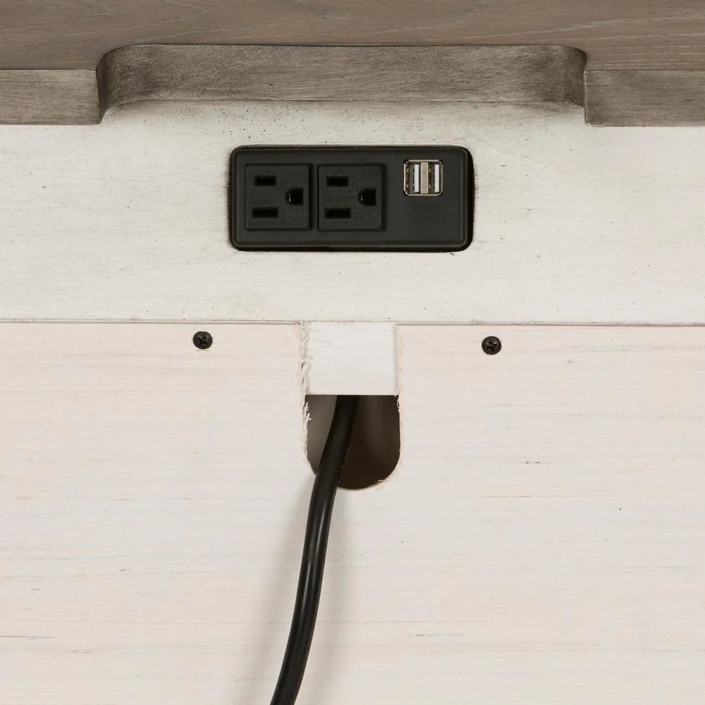 White 2 Drawer Night Stand with Charging Station X616769