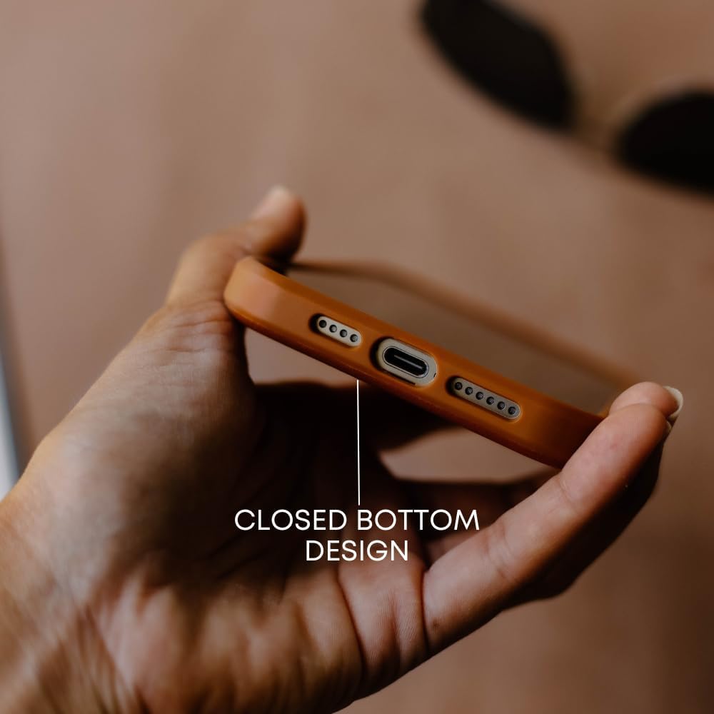 Sienna Leather Phone Case with TPU Rim for iPhone 15 Pro Max Q6082