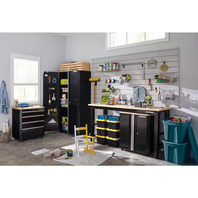 24-Gauge Steel 2-Door Garage Base Cabinet in Black A2552