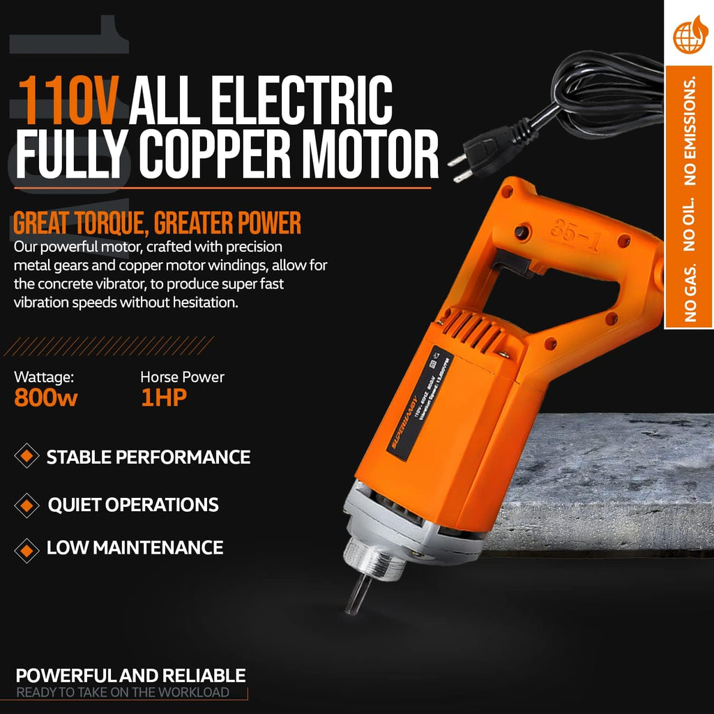 Concrete Vibrating Power Tool with 4.9 Ft Flex Hose Immersion Shaft U7173