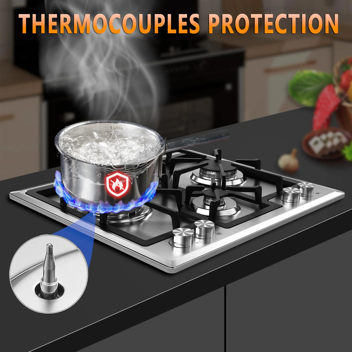 23 inch 4 Burner Stainless Steel Gas Cooktop T4620