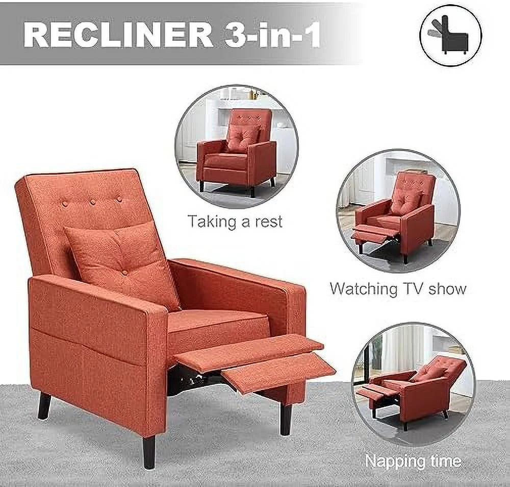 Push Back Recliner Chair Linen Dark Gray C551