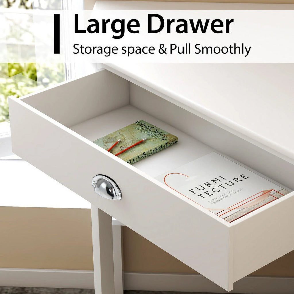 Wooden Desk with Drawer and Shelves P358