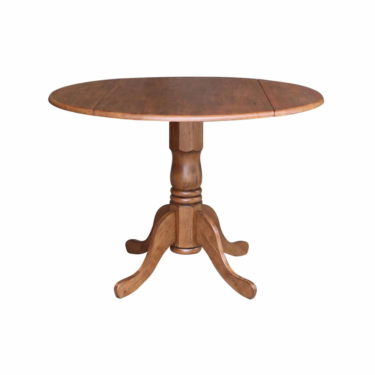42" Round Solid Wood Dual Drop Leaf Pedestal Table W771