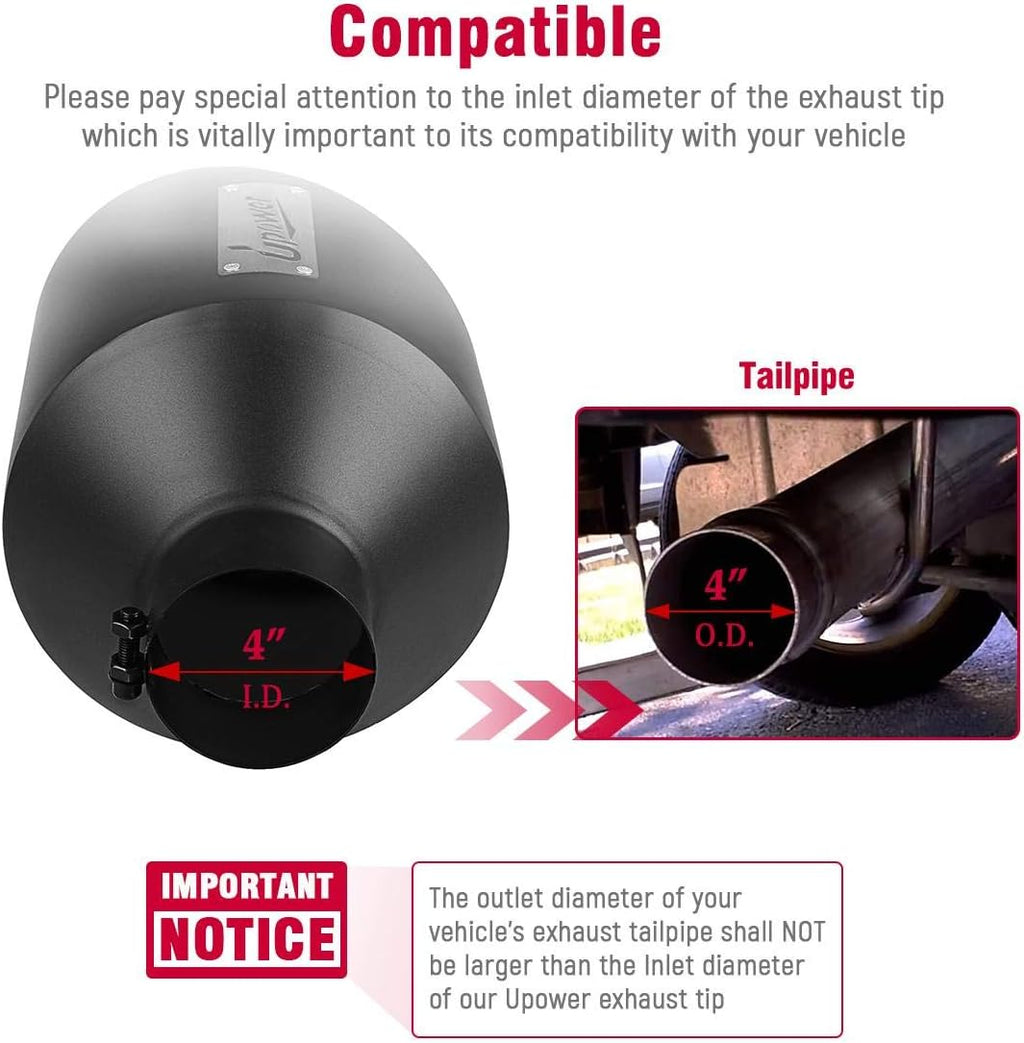 Black Long Stainless Steel Bolt-On Exhaust Tips I93612