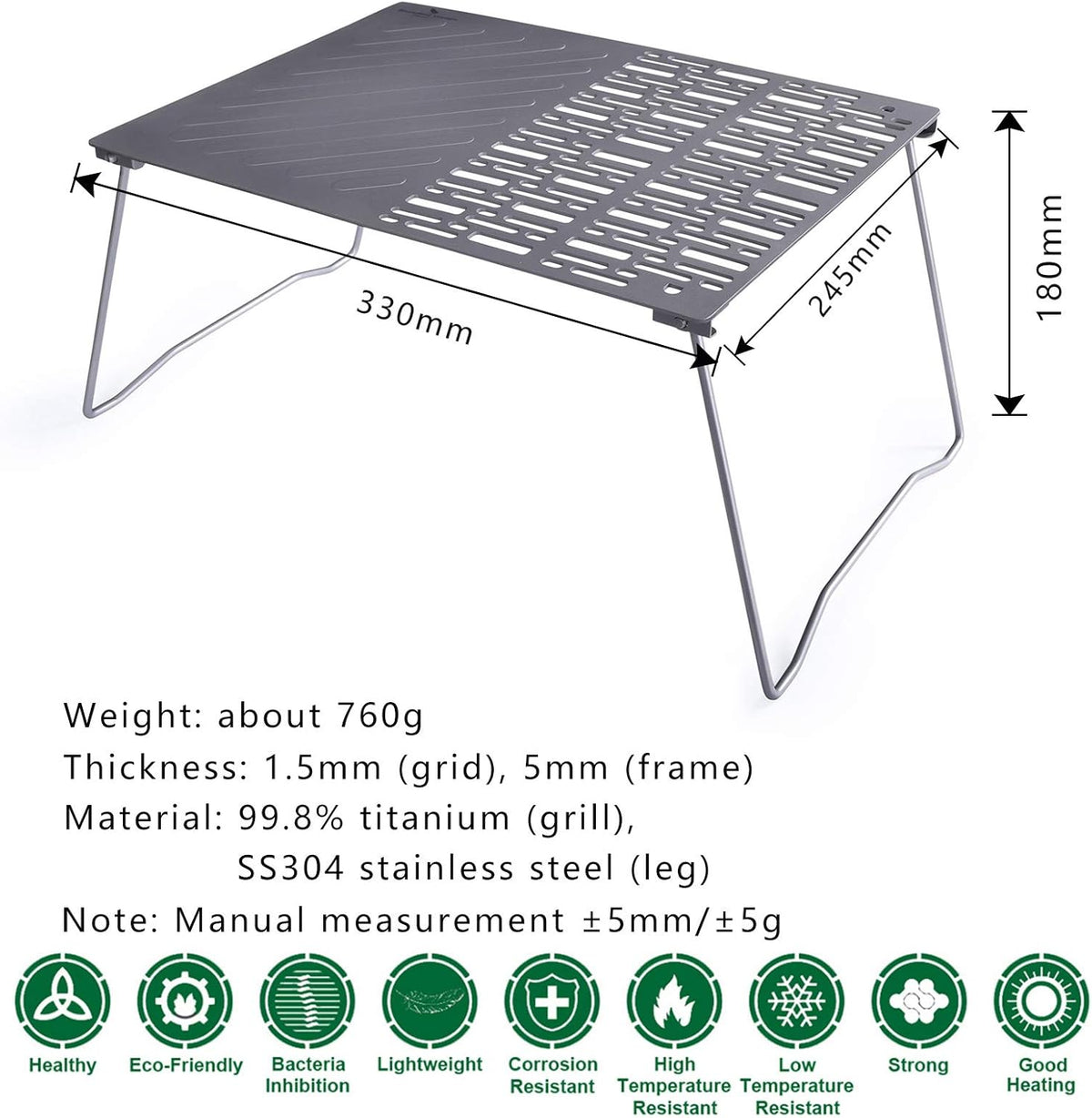 Titanium Folding Campfire Grill with Legs J414