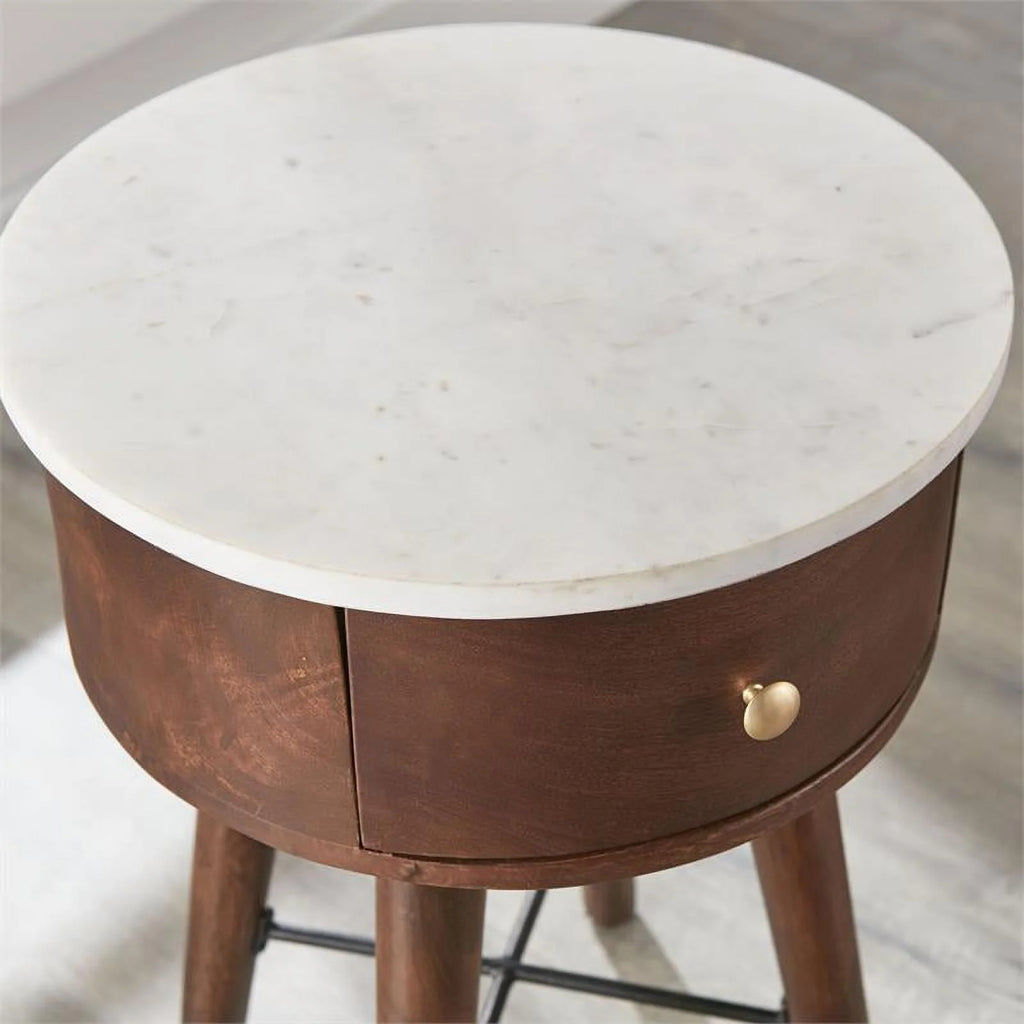 Round Marble Top End Table Set of 2 M663
