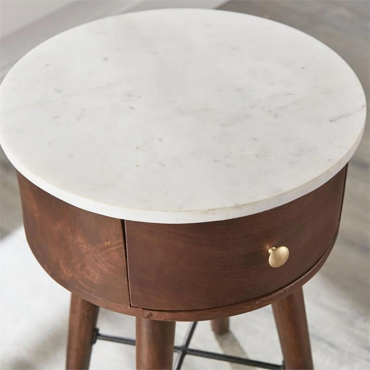 Round Marble Top End Table Set of 2 M663