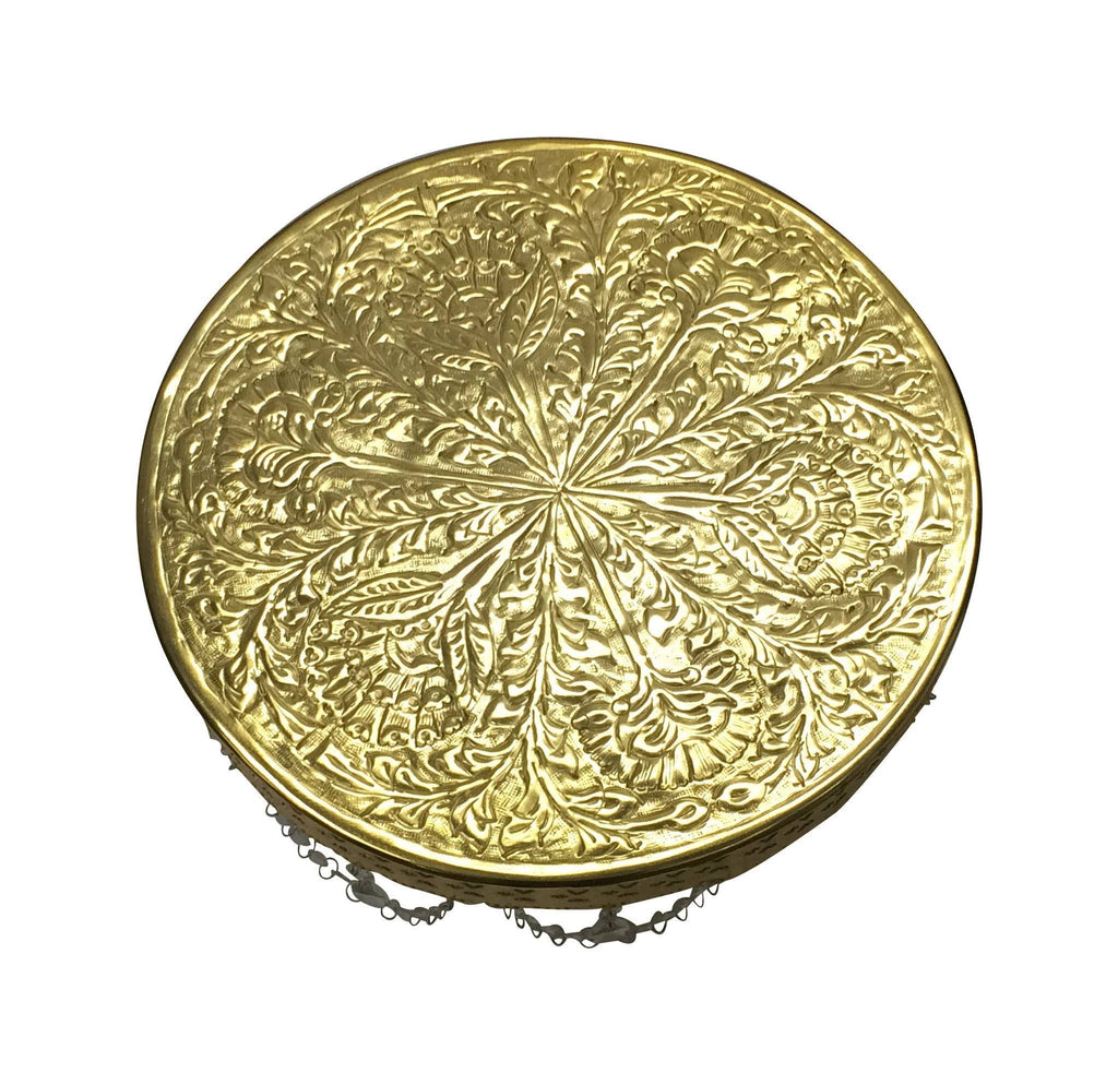 Gold Finish Round Wedding Cake Stand with Glass Clear Crystals Z516