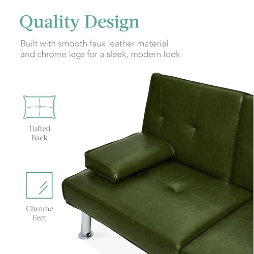 Blue Faux Leather Convertible Futon Sofa Bed A7087