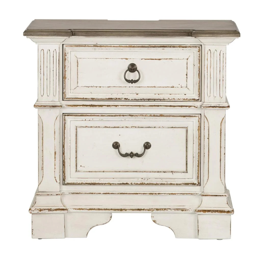 White 2 Drawer Night Stand with Charging Station X616769