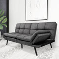Memory Foam Futon Sofa Bed with Adjustable Armrests and Backrest, Gray I588017