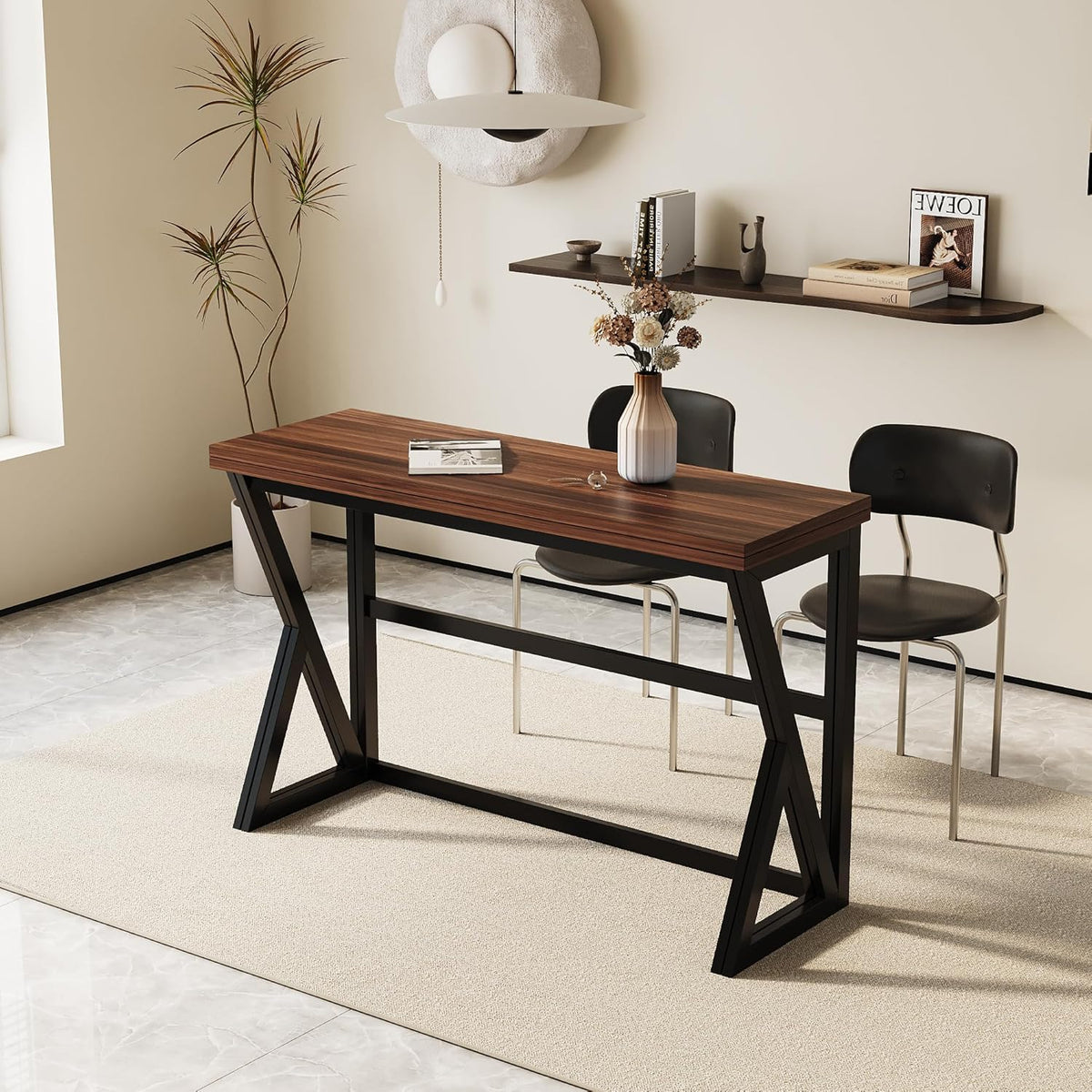 Walnut Brown Wood Drop Leaf Dining Table M73530