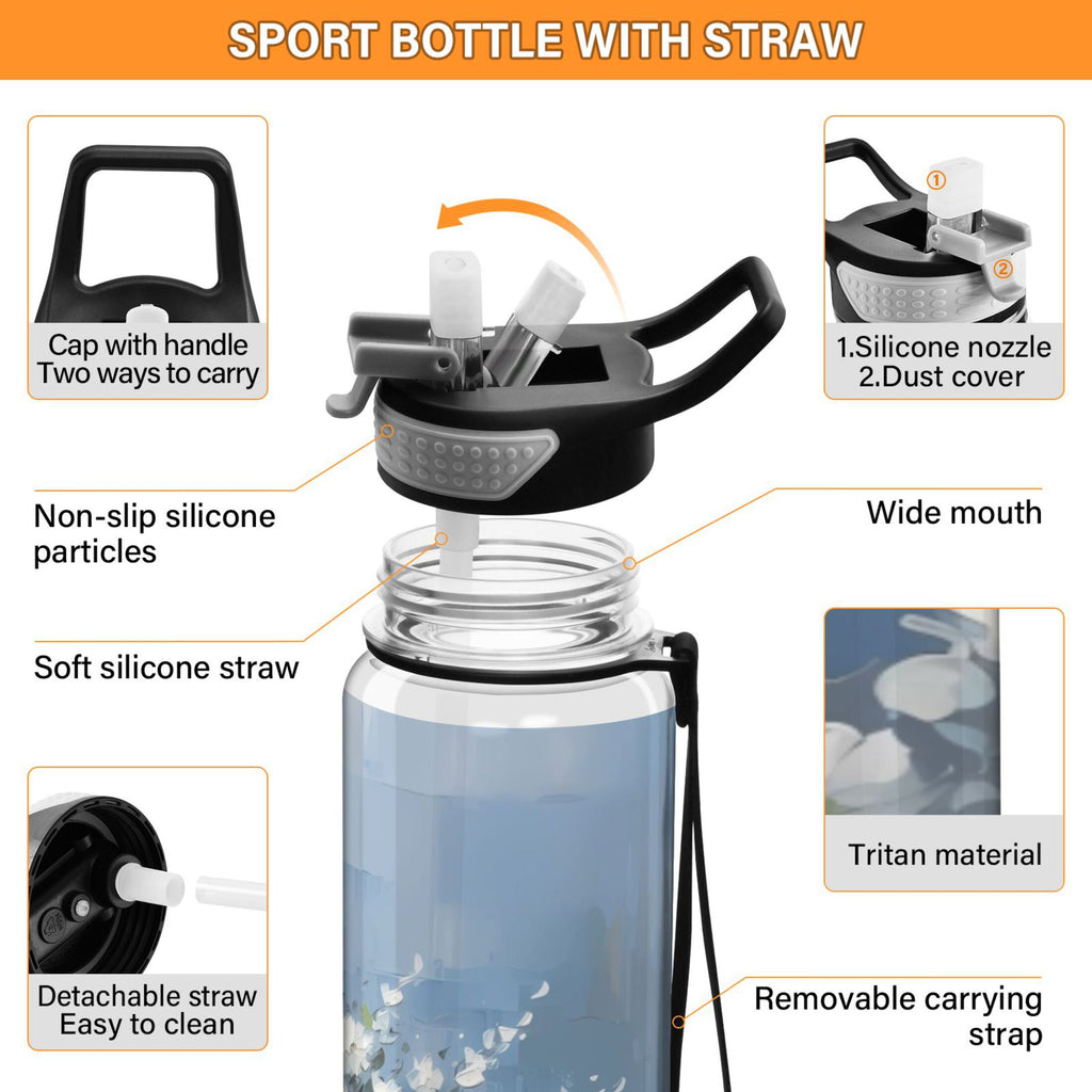 Clear 32oz Tritan Water Bottle with Straw J892935