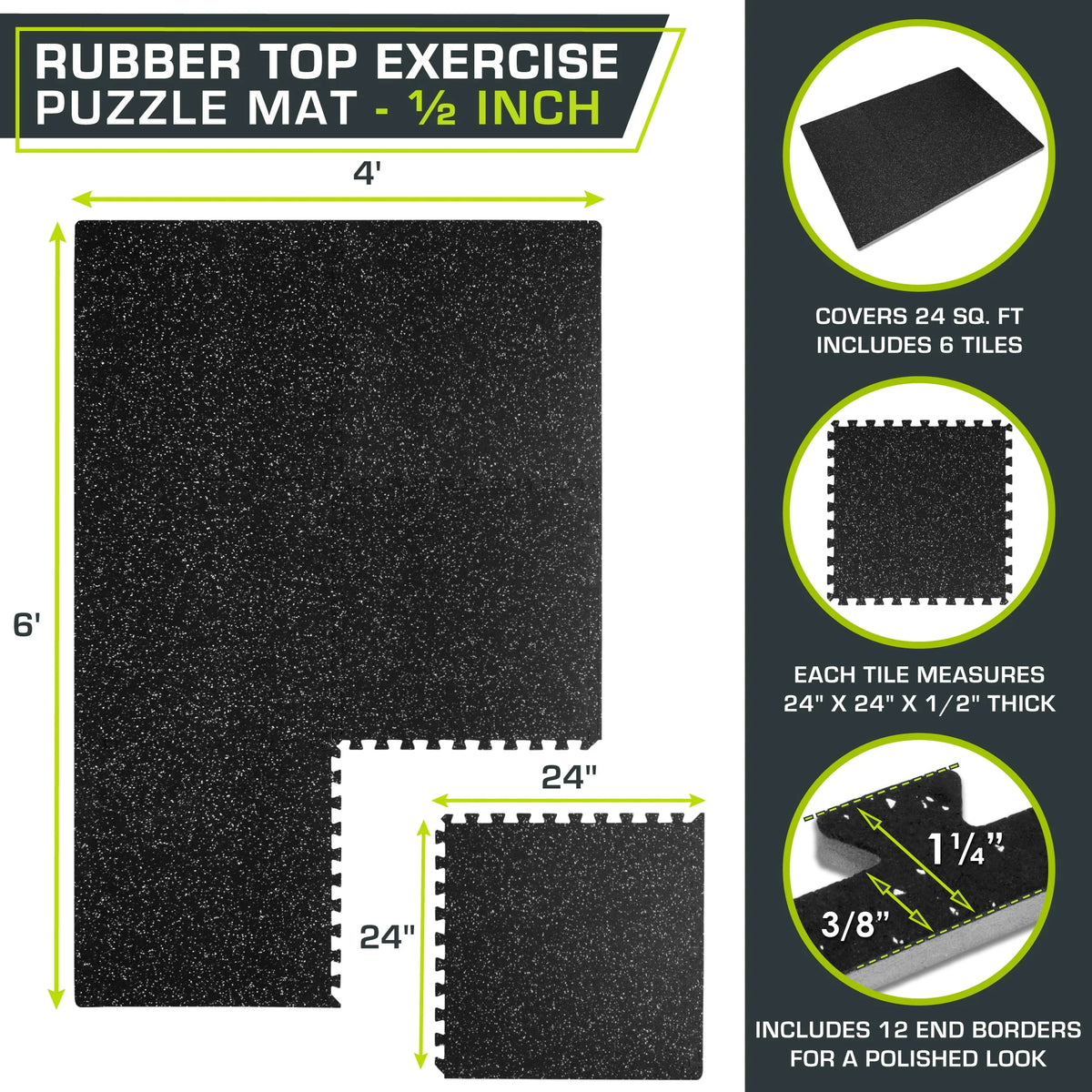 Blue 3/4-in Exercise Puzzle Mat 6 Tiles Q37210