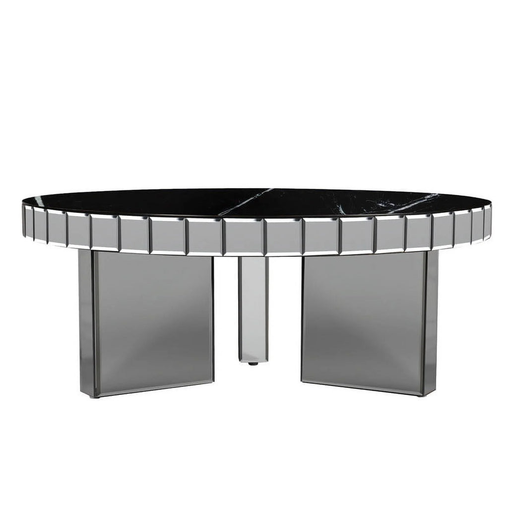Grey Round Marble Textured Coffee Table Z658334