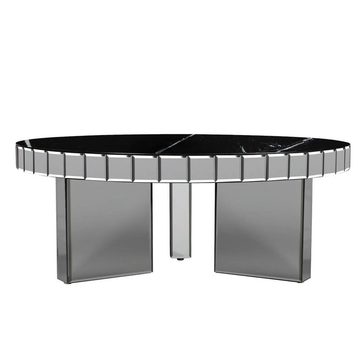 Grey Round Marble Textured Coffee Table Z658334