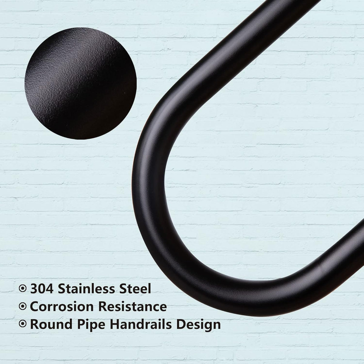 304SS Wall Mounted U Shaped Handrail 1.25" Tube Hand Railing Y70454