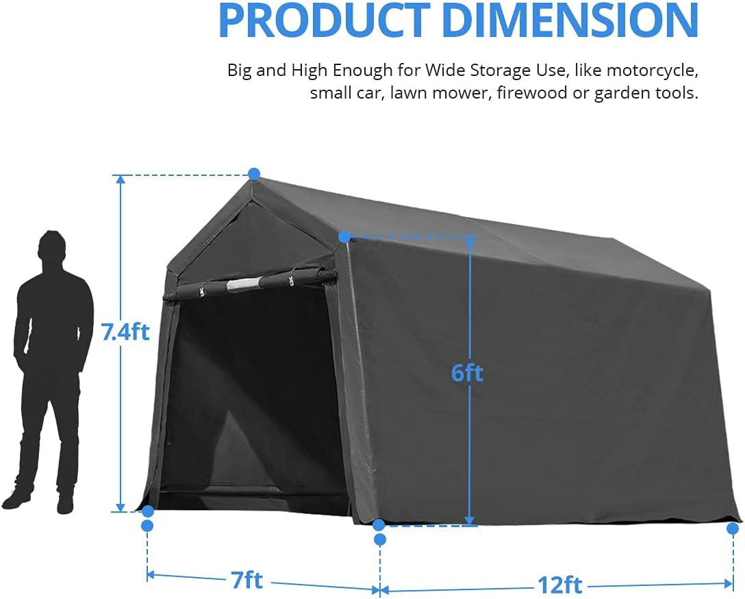 7x12 ft Portable Storage Shelter with 2 Roll up Doors B671310