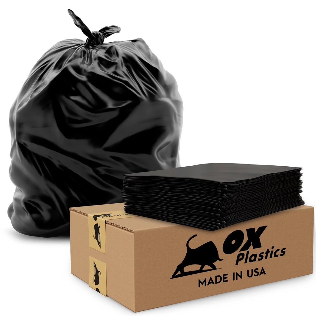 Black 55 Gallon 2 MIL Contractor Heavy Duty Trash Can Liner Bags, 100 Bags R68756
