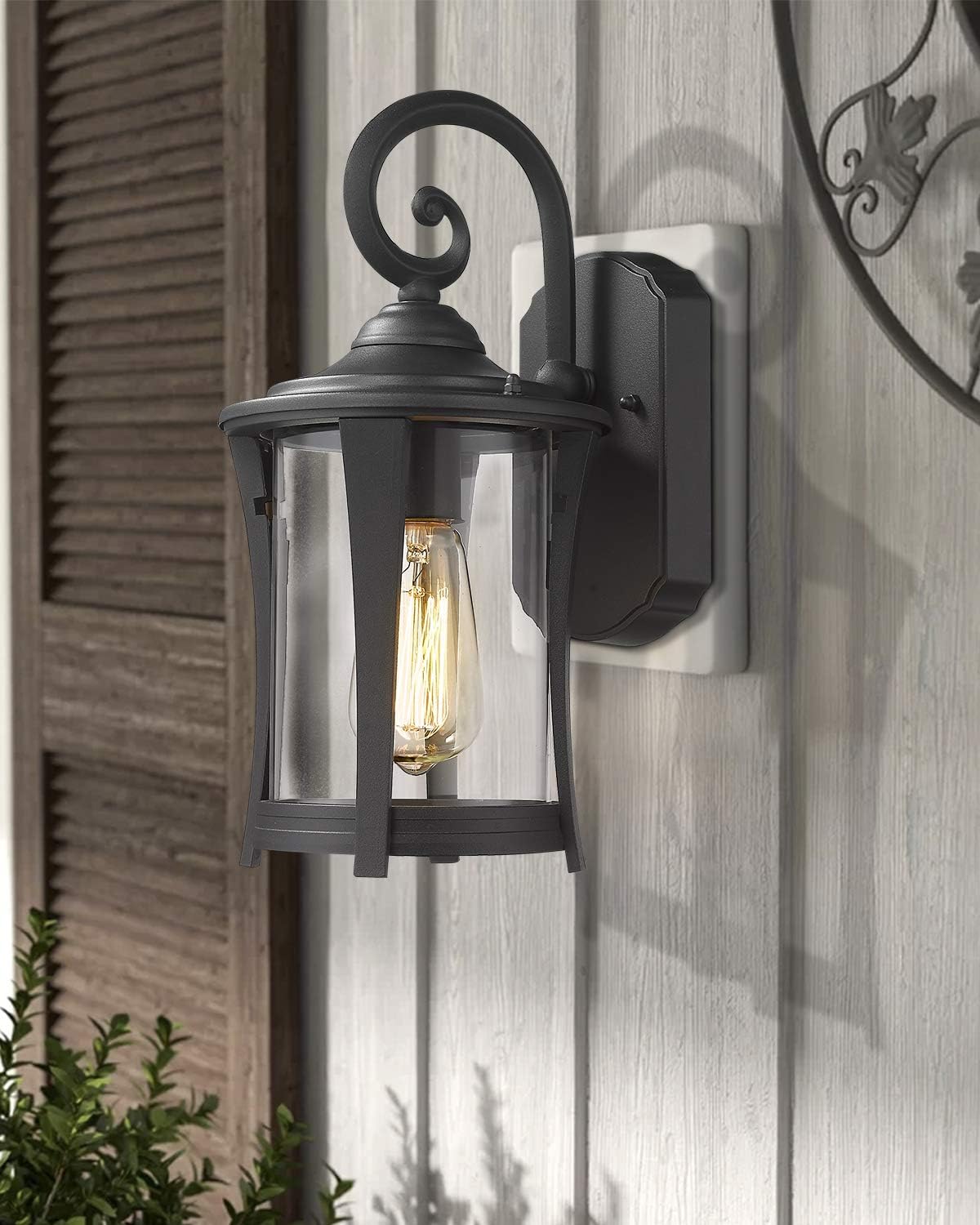 Matte Black Cast Aluminum Outdoor Wall Lantern Light 2 Pack I906484