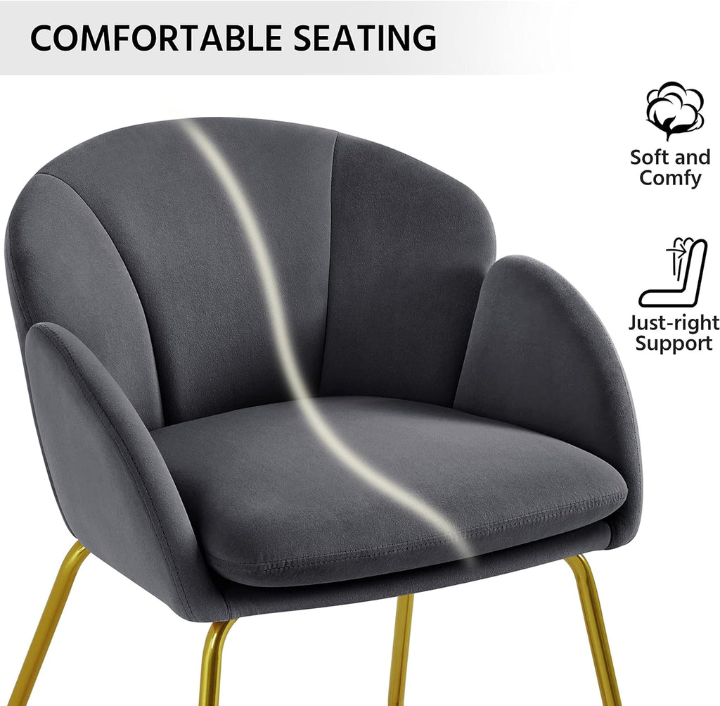 Dark Gray Velvet Barrel Accent Chair, Set Of 2 F21872
