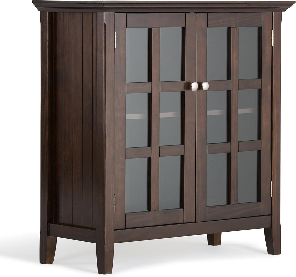 Light Golden Brown 35 inch Wide 2 Door 2 Adjustable Shelves Solid Wood Storage Cabinet D49671