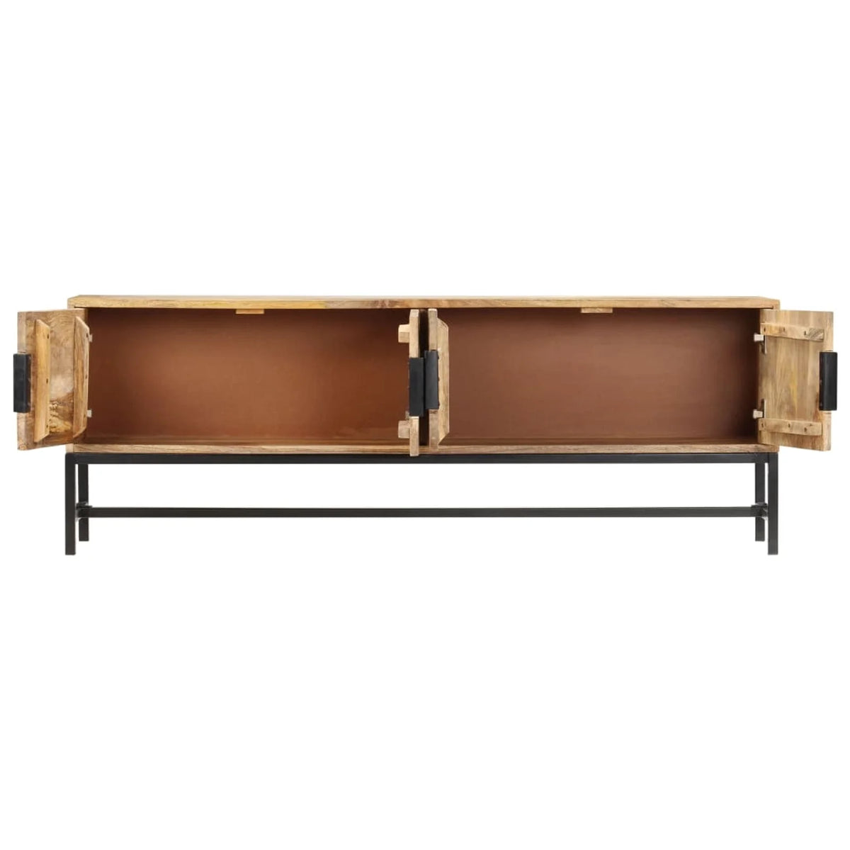 Mango Wood TV Cabinet with 4 Doors Steel Legs R664