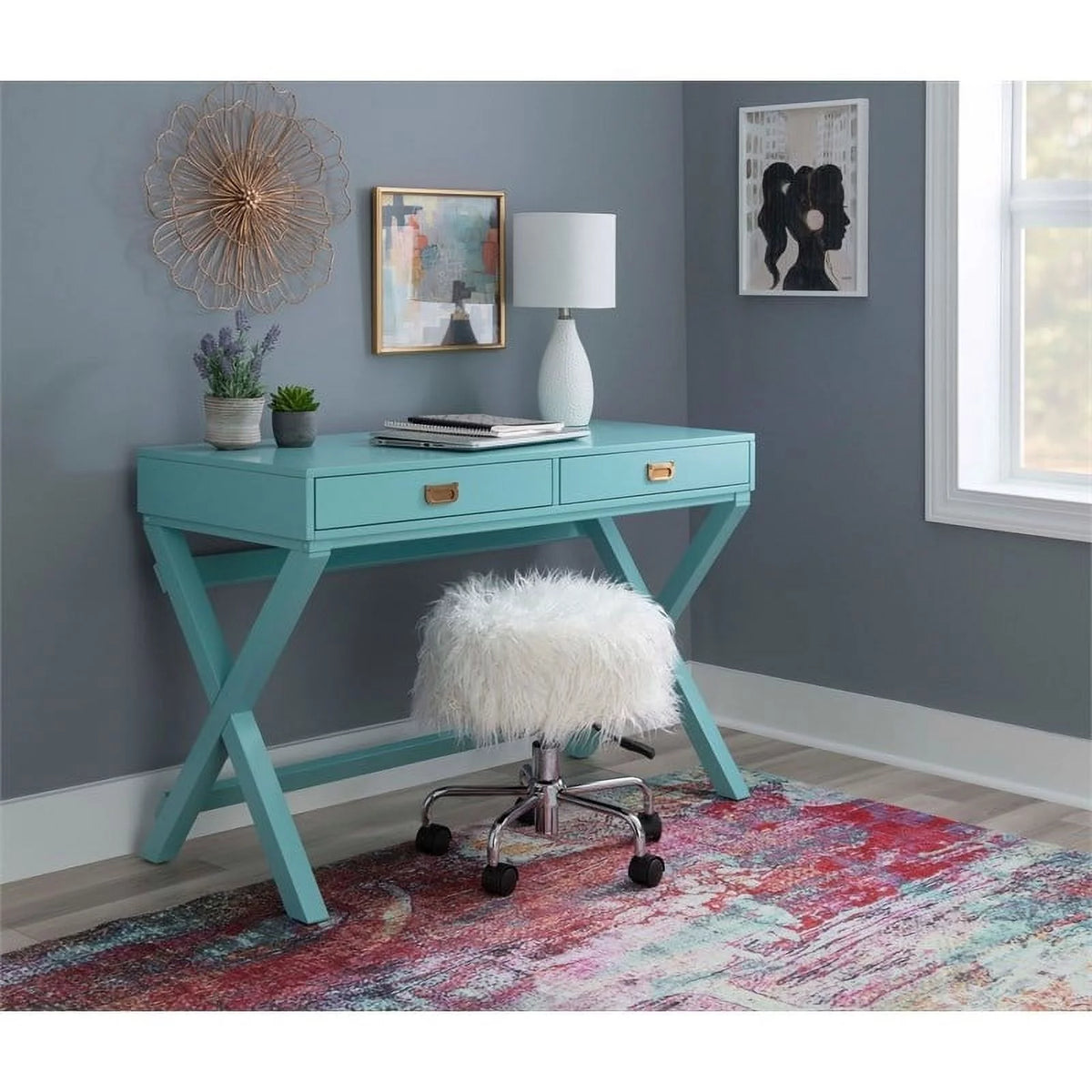Blue Wood Writing Desk H6001