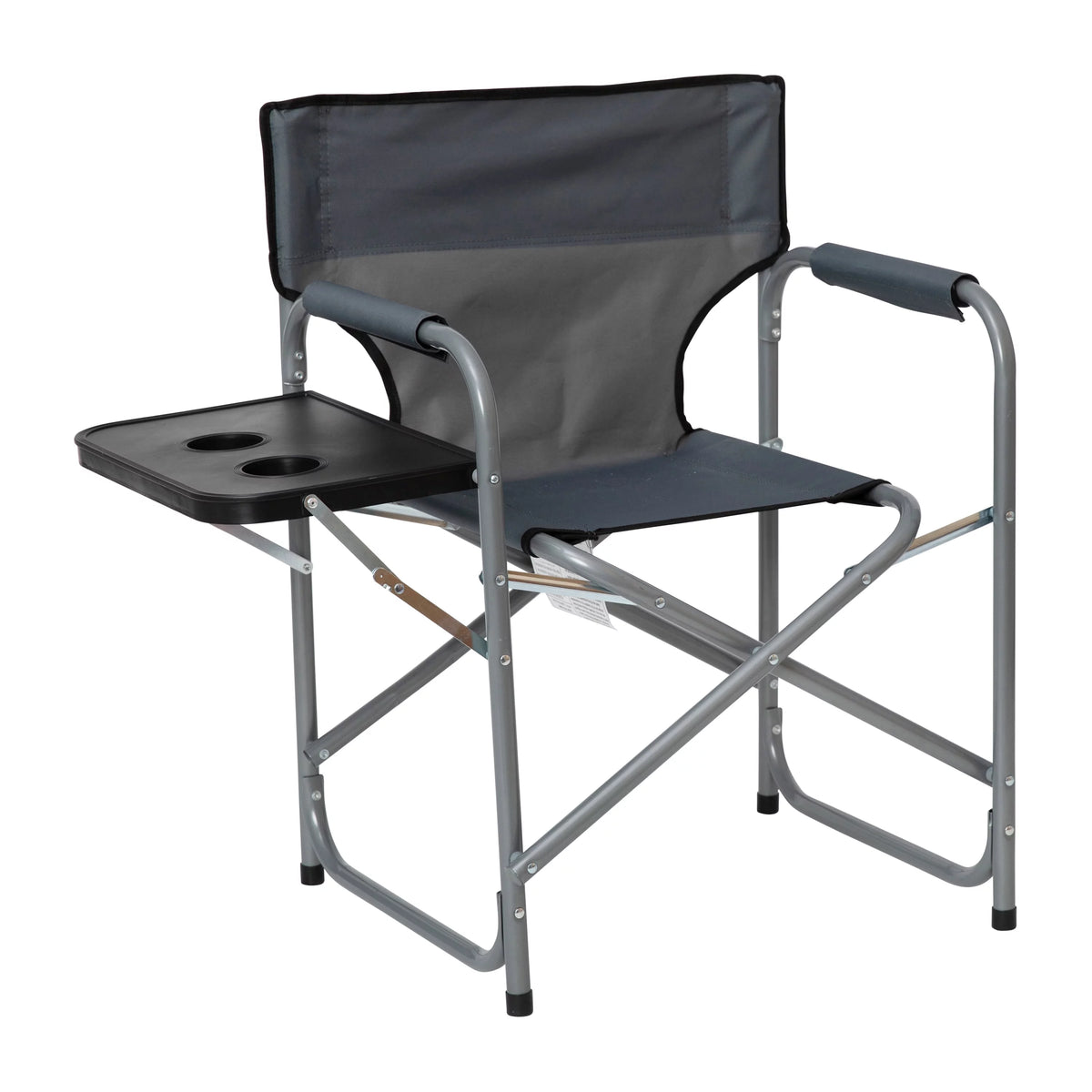 Folding Gray Camping Chair with Side Table and Cup Holder X4212
