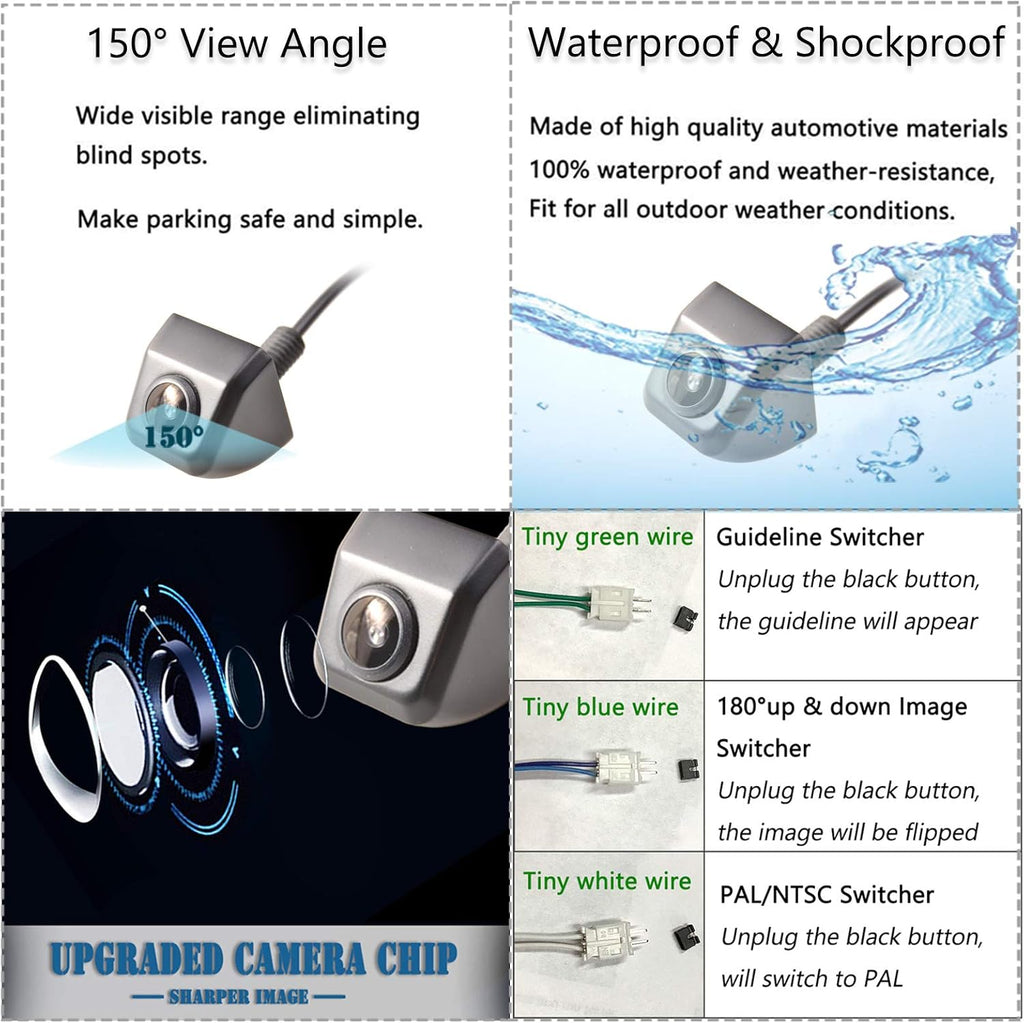 Mini Backup Camera & 4.3'' Rear View Mirror Monitor Kit Waterproof Night Vision Q22494
