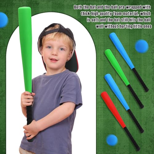 4 Pcs Foam Baseball Bat and Soft Baseballs T Ball Set U726818
