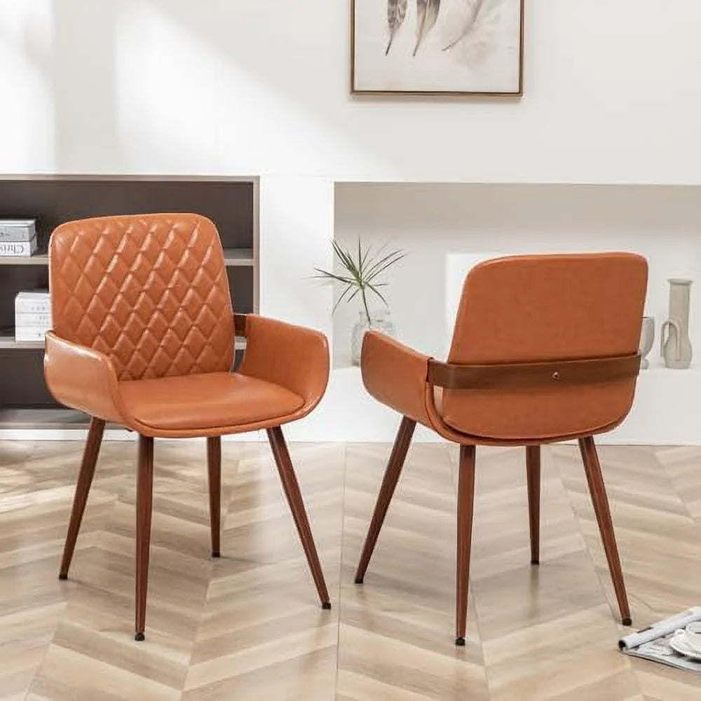 Mid Century Modern Faux Leather Dining Chairs Set of 2 X215490