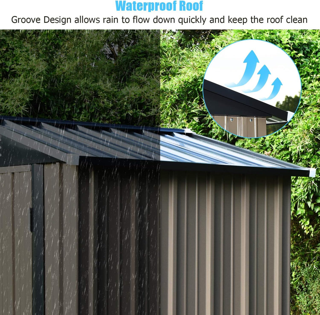 6x4 Galvanized Steel Storage Shed with Lockable Door T291